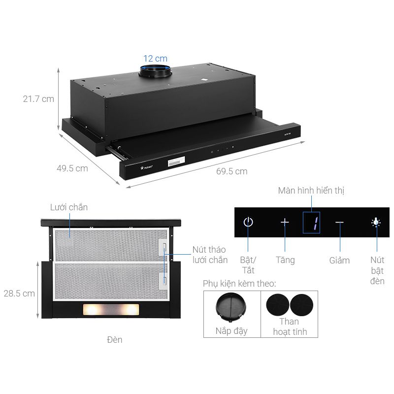 Cấu tạo máy hút mùi âm tủ Pramie ALP9-700 Air Cấu tạo máy hút mùi âm tủ Pramie ALP9-700 Air