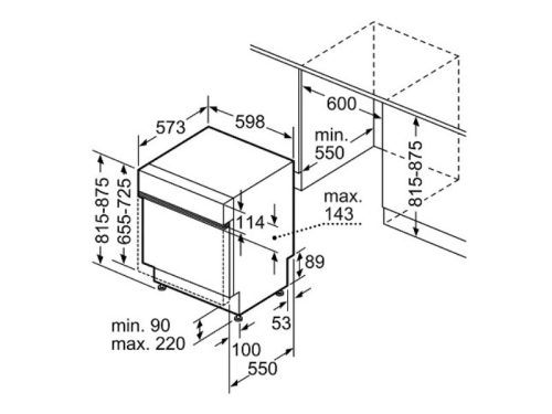 thông số kỹ thuật của máy rửa bát bán âm Bosch SMI6ZCS16E Serie 6