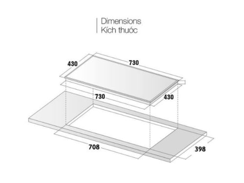 Bếp từ đôi Pramie PRTH-2209 lắp âm 5 Kích thước bếp từ đôi Pramie PRTH-2209 lắp âm