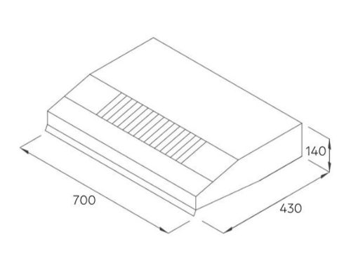 Kích thước máy hút mùi âm tủ tuần hoàn Pramie CH9B-700 Air