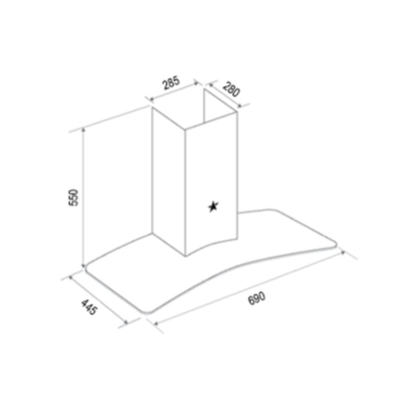 Kích thước máy hút mùi áp tường tuần hoàn Pramie AC17-700 Air Kích thước máy hút mùi áp tường tuần hoàn Pramie AC17-700 Air