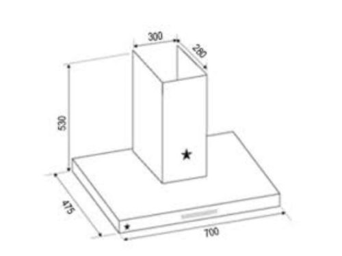 Kích thước máy hút mùi áp tường tuần hoàn Pramie TT32-700 Air