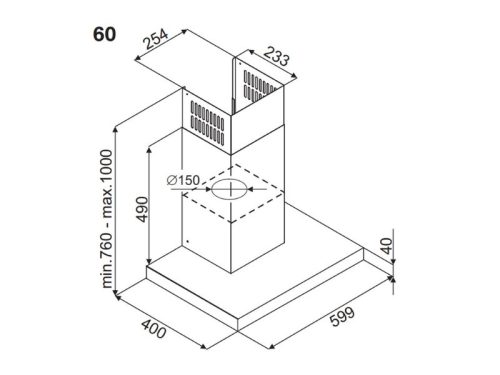 Thiết kế của máy hút mùi áp tường Fagor 3CFS-6031X