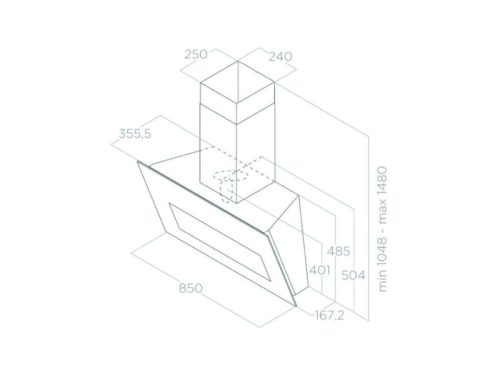 Kích thước máy hút mùi áp tường Elica PRF0164462