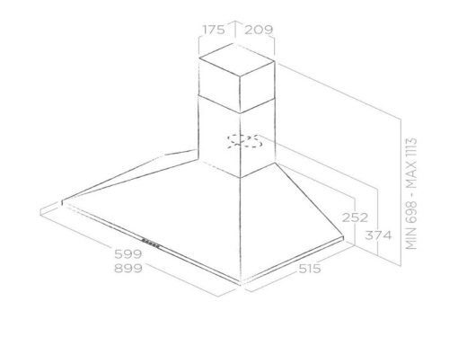 Kích thước máy hút mùi áp tường Elica PRF0051814