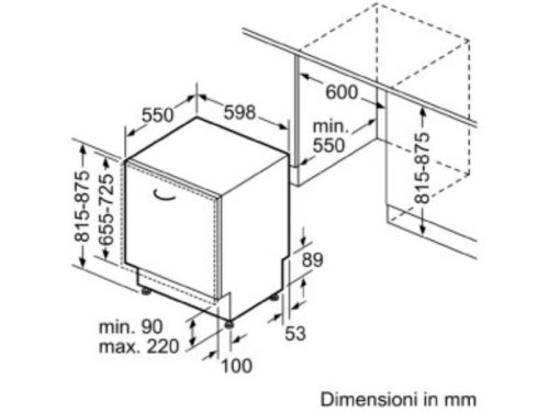 Kích thước máy rửa bát âm tủ Bosch SMV8YCX02E serie 8