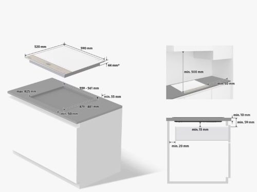 Kích thước bếp từ 4 vùng nấu Samsung Bespoke NZ64B5067YY/SV lắp âm