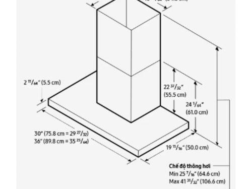 Máy hút mùi áp tường Samsung Bespoke NK36CB665WWHSV 3 Kích thước máy hút mùi áp tường Samsung Bespoke NK36CB665WWHSV