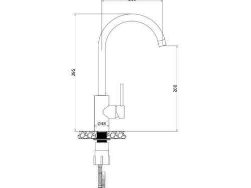 Kích thước vòi rửa bát nóng lạnh Konox Rio