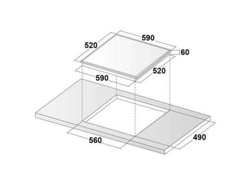 Kích thước bếp từ Binova 3 vùng nấu BI-689GM lắp âm