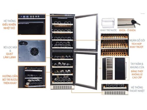 Chi tiết tủ ướp rượu vang Kadeka KA-165T
