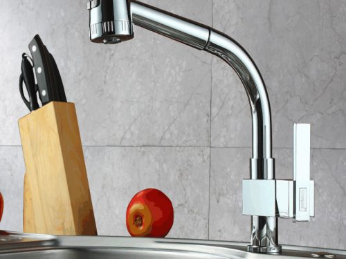 Hình ảnh vòi rửa bát nóng lạnh Gorlde 7192 có dây rút