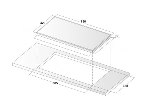 Kích thước bếp từ đôi Binova BI-1108TK lắp âm