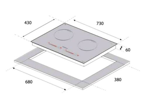 Kích thước bếp từ Eurogold 2 vùng nấu EUH1188 lắp âm