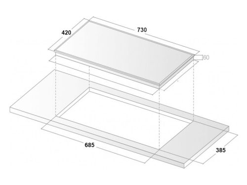 Kích thước bếp từ kết hợp hồng ngoại Binova BI-607-IC lắp âm