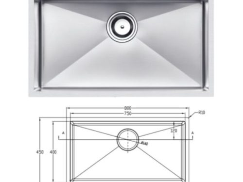 Kích thước Chậu rửa bát inox 1 hố Eurogold EUC18050EA