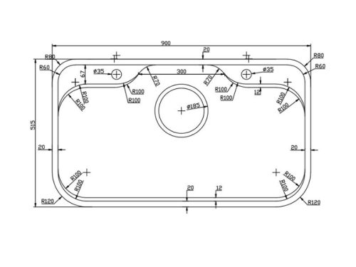 Kích thước chậu rửa bát inox 1 hố Konox TARI 9051SR