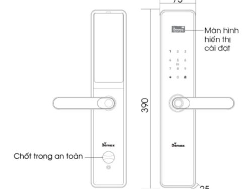 Khóa thông minh Demax SL-C622 CG 1 Kích thước khóa thông minh Demax SL-C622 CG