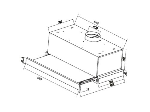 Kích thước máy hút mùi âm tủ Binova BI-26-GT-60