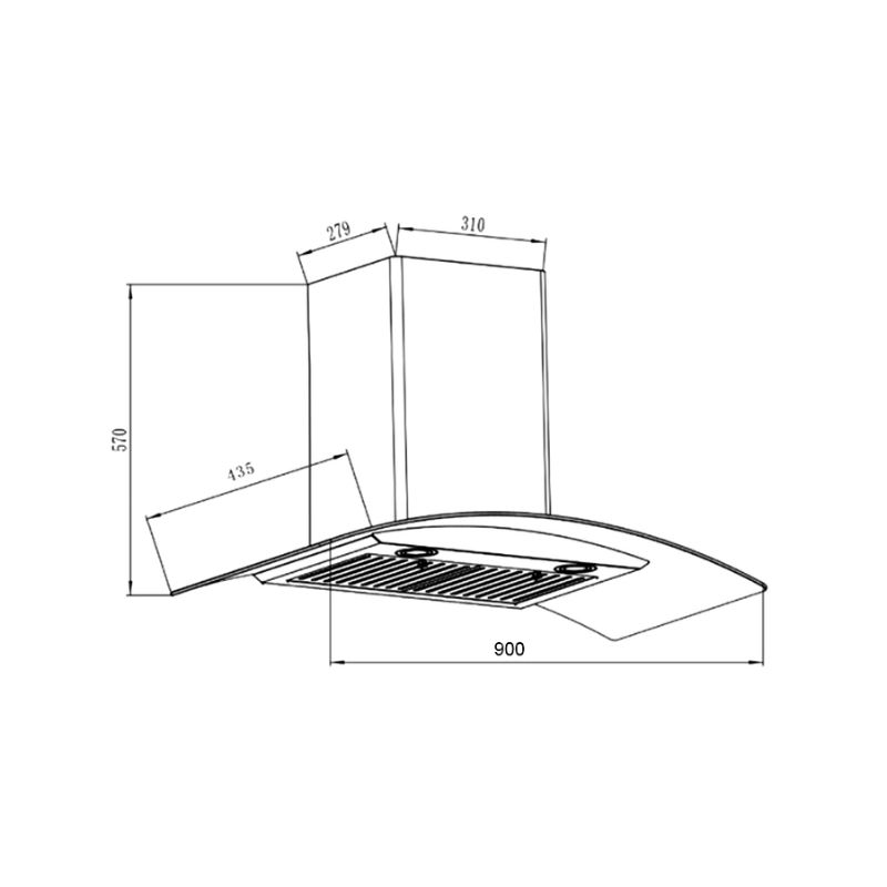 Kích thước máy hút mùi áp tường Binova BI-1700SH-90 Kích thước máy hút mùi áp tường Binova BI-1700SH-90
