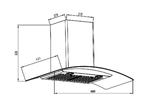 Kích thước máy hút mùi áp tường Binova BI-1900GM