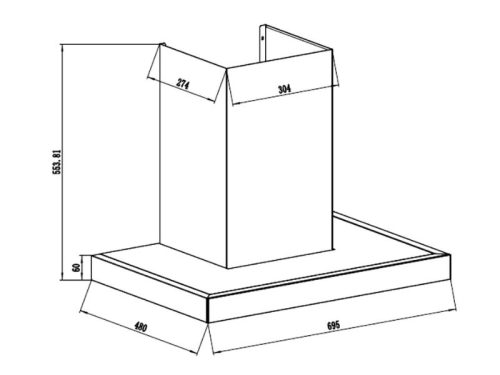 Kích thước máy hút mùi áp tường Binova BI-32-GT-09