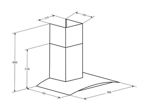 Máy hút mùi áp tường Binova BI-58-GT-09 1 Kích thước máy hút mùi áp tường Binova BI-58-GT-09