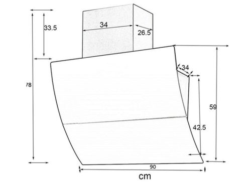Kích thước máy hút mùi áp tường Binova BI-66Luxury-90