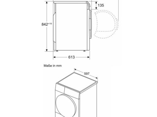 Kích thước máy sấy bơm nhiệt Bosch 9kg WQB245B40 Serie 8