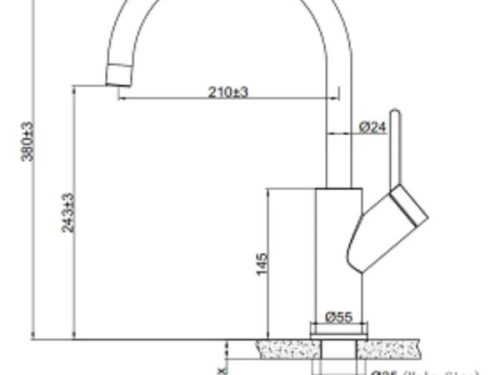 Kích Thước Vòi rửa bát nóng lạnh Eurogold EUF033C