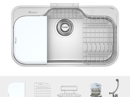 Phụ kiện chậu rửa bát inox 1 hố Konox TARI 9051SR