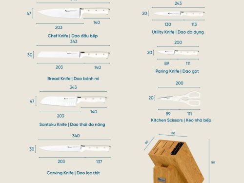 Thông số bộ dao làm bếp cao cấp 7 món Konox Gouter