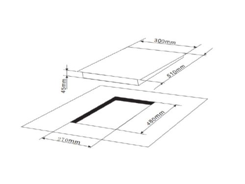 Bếp gas âm Brandt TG2232BBL 1 Kích thước bếp gas âm Brandt TG2232BBL