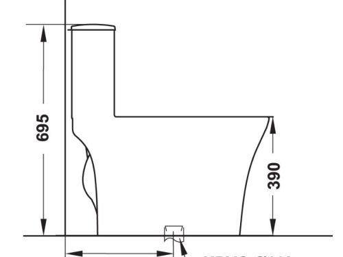 Kích thước bồn cầu 1 khối Sapporo Hafele 588.79.406