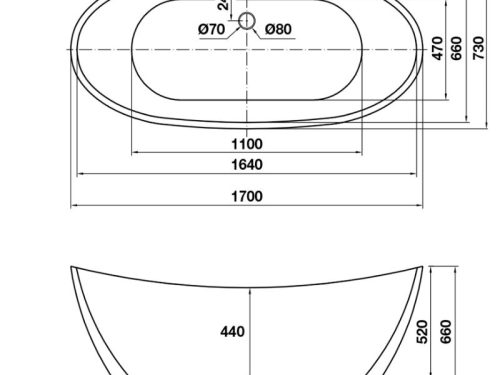 Kích thước bồn tắm độc lập Nagoya 1700 Hafele 588.99.600