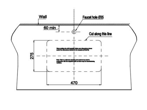 Kích thước chậu lavabo âm bàn Sapporo 545 Hafele 588.79.014-1