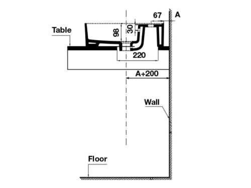 Kích thước chậu lavabo đặt bàn Sapporo Hafele 588.79.072-2