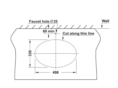 Kích thước chậu sứ Lavabo âm bàn Sapporo 570 Hafele 588.79.015