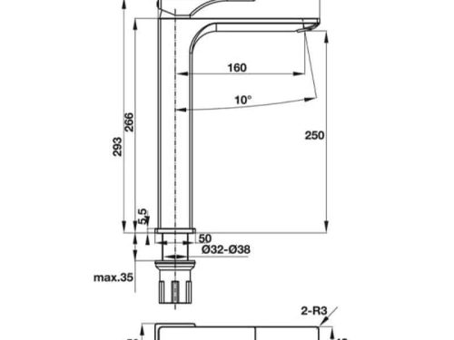 Vòi trộn Regal 250 495.61.121 2 Kích thước vòi trộn Regal 250 495.61.121