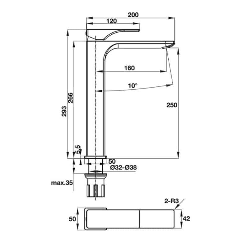 Kích thước vòi trộn Regal 250 495.61.121 Kích thước vòi trộn Regal 250 495.61.121
