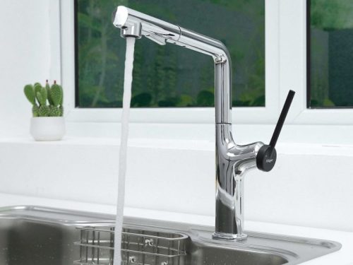 Ảnh vòi rửa bát nóng lạnh Kluger KLF0001C có dây rút
