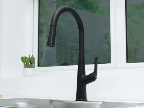 Ảnh vòi rửa bát nóng lạnh Kluger KLF0002B có dây rút