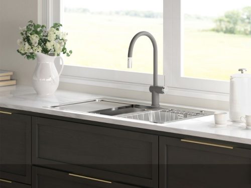 Ảnh vòi rửa bát nóng lạnh Konox Resta Grey có dây rút