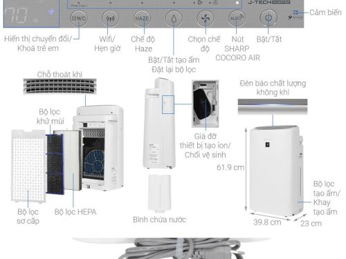 Chi tiết máy lọc không khí Sharp KI-N50V-W