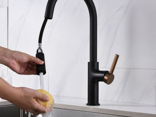 Hình ảnh vòi rửa bát nóng lạnh Kluger KLF0005B có dây rút