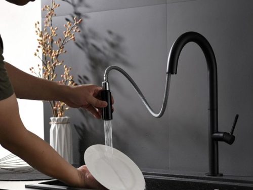 Hình ảnh vòi rửa bát nóng lạnh Kluger KLF0010B có dây rút