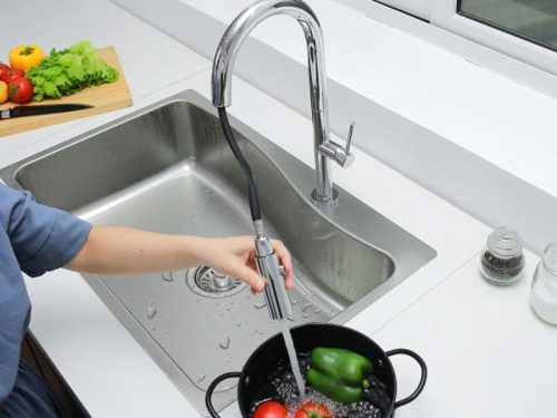 Hình ảnh vòi rửa bát nóng lạnh Kluger KLF0010C có dây rút