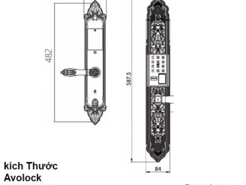 Khóa thông minh Avolock AC-996F-G 1 kich thuoc khoa thong minh avolock ac 996f g
