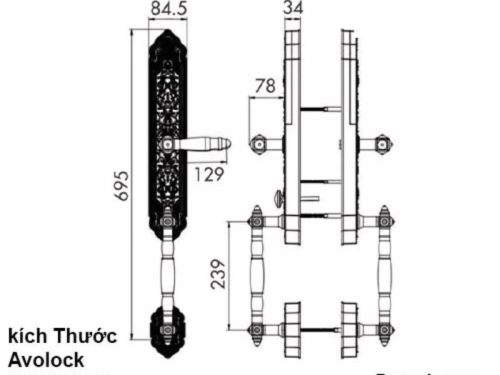 Khóa thông minh Avolock AC-999F-G 1 kich thuoc khoa thong minh avolock ac 999f g