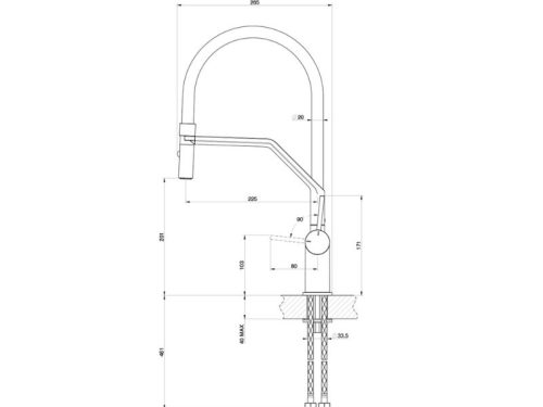 Kích thước vòi rửa bát nóng lạnh Konox Rosso